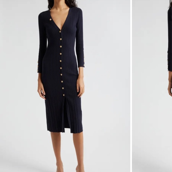 L’agence Kyra ribbed button down sweater dress - Picture 1 of 16